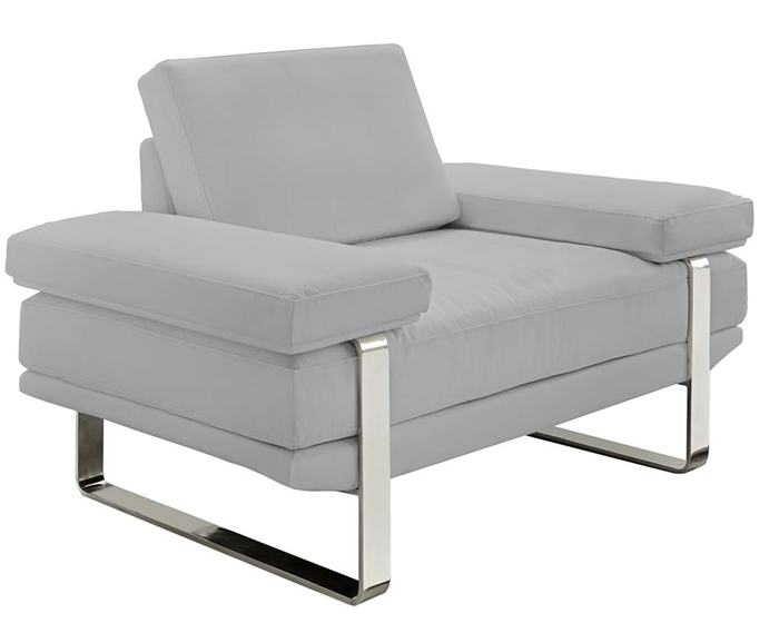 Elegant, Contemporary Sofa Set in 100% Grey Leather