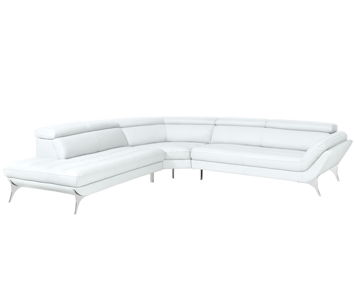 Napoli Modern Sectional in White Leather
