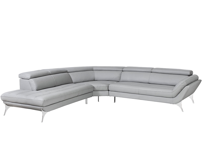 Napoli Modern Sectional in Grey Leather