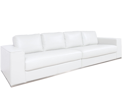 Vicenza Modern Four Seater Sofa in White Leather