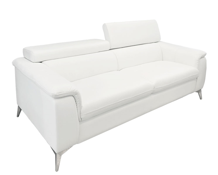 3 Seater WHITE Leather Sofa