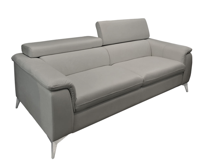 3 Seater GREY Leather Sofa