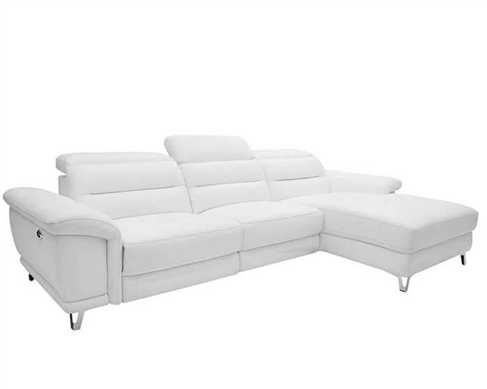 Lorenzo Modern Double recliner Sectional White Leather
