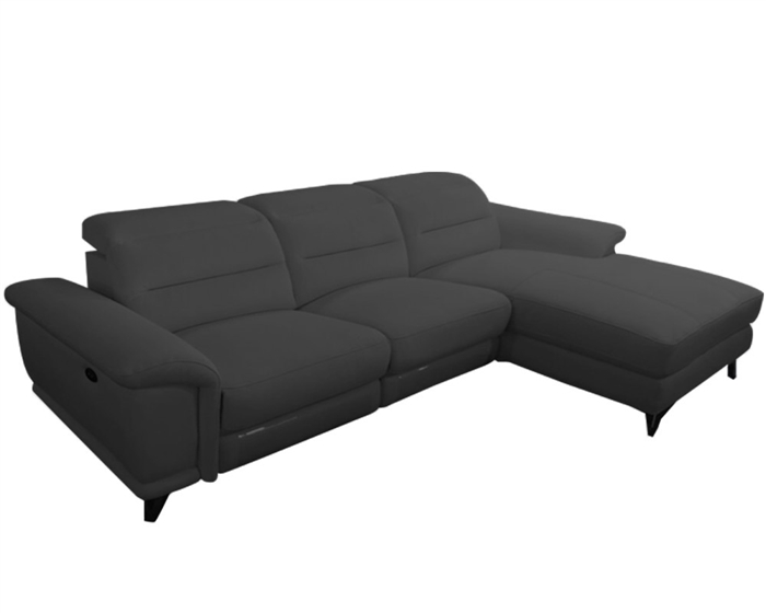 Lorenzo Modern Double recliner Sectional Grey Leather Right Facing