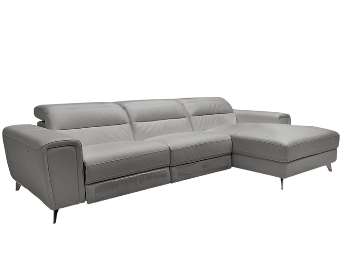 Catana Double Recliner Sectional Grey  Italian Leather -<div class="new">New!</div>*