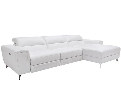 Catana Double Recliner Modern  Sectional White Italian Leather RF-<div class="new">New!</div>