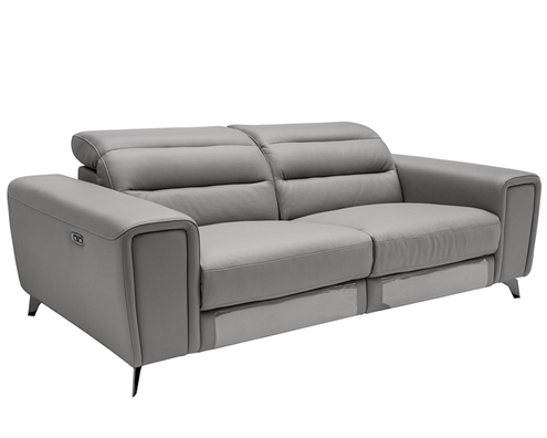 Catana Grey Leather Sofa with Adjustable Headrest