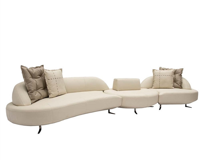 Orsia Modern Off-White Leather Sectional | Luxury Comfort & Style