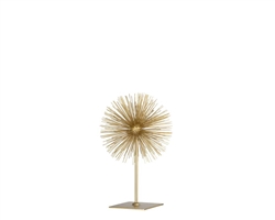 Spike Sphere 14h" Sculpture on Stand - Gold