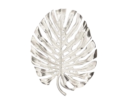 Lux Monstera Leaf Nickel Plated 19"L Wall Platter - Silver