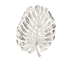 Lux Monstera Leaf Nickel Plated 15"L Wall Platter - Silver
