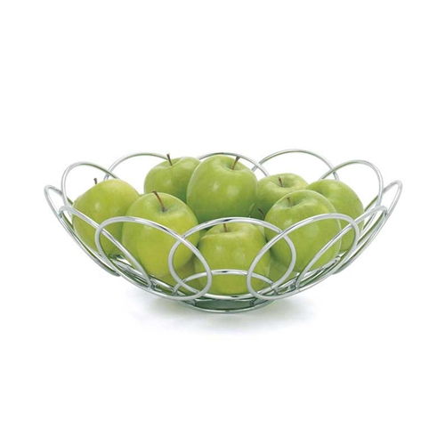 A countertop essential! Chrome plated wire basket in a contemporary shape.