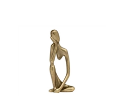 Pensive Figure 9h" Antique Brass Aluminum Decor Sculpture - 1 Knee Up -*Special order