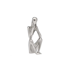 Pensive Figure 9h" Aluminum Decor Sculpture - 2 Knees Up - *Special Order