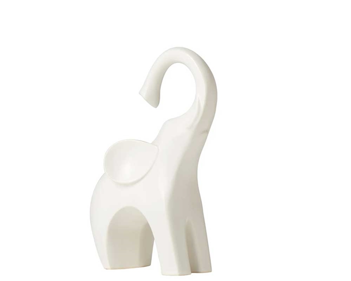 Whimsical Elephant Ceramic Decor Sculpture - Matte White Collection