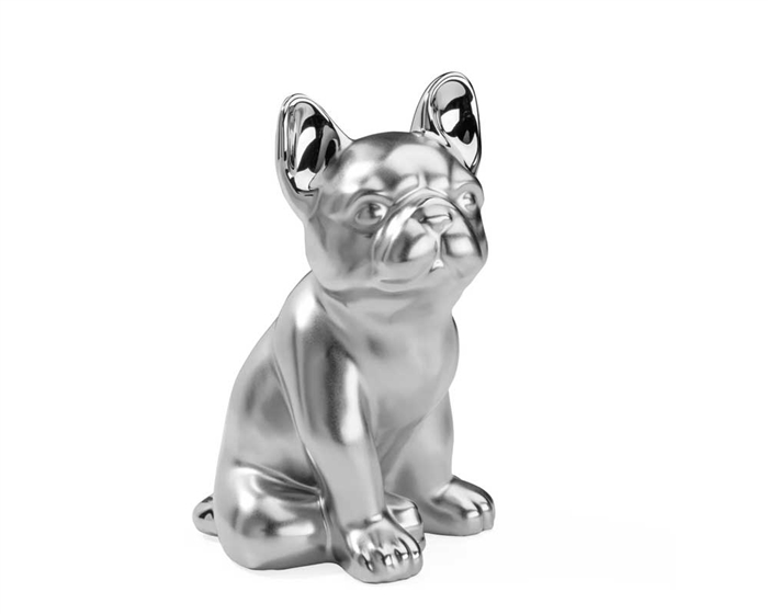 Bulldog  Ceramic Decor Sculpture- Silver