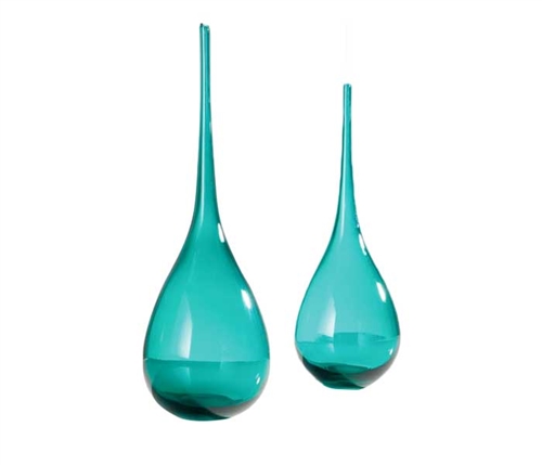 Tira Long Neck Glass Modern Vase Short Teal