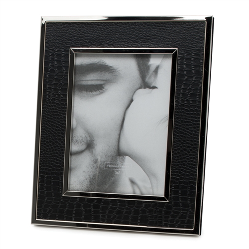 These safari-inspired black crocodile patterned picture frames make exotic dÄ‚Â©cor accents. Nickel plated metal.