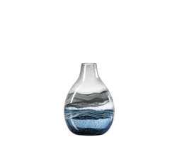 Andrea Swirl Glass Bulb Vase - SHORT BLUE