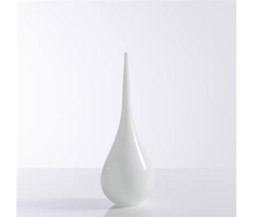 Tira Long Neck Glass Modern Vase - WHITE - SHORT