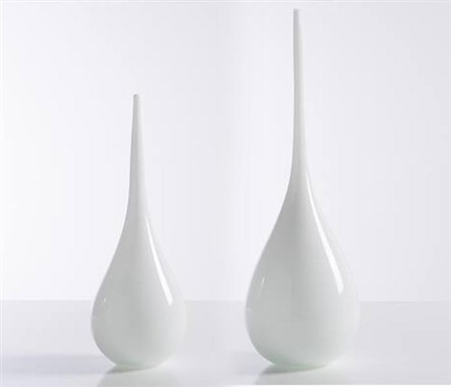 Tira Long Neck Glass Modern Vases - WHITE