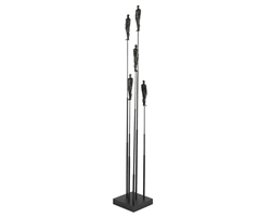 Pinnacle Sculpture The contemporary Pinnacle Sculpture brings accessorizing to new heights. Crafted from steel and cast iron, the floor accessory features sculpted iron figures in varying heights and is finished in beautiful dark bronze and satin black.
