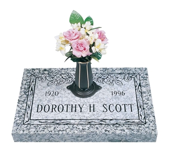 Flat Granite Grave Marker With Dynasty Dogwood Design