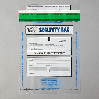 Alert Personal Property Bag, Clear, 9 x 12