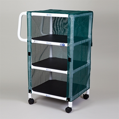 Multi-Purpose Cart, 3 Shelves with Forest Green Mesh Cover