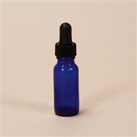 Cobalt Blue Round Bottle with Dropper, 15mL