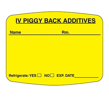 IV Piggy Back Additives Label