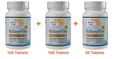 [3 Pack]KidneyVite A Revolutionary New Kidney Vitamin recommended by Leading Kidney Doctors-[200+30 tablets]