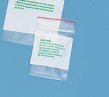 Pre-Printed Easy Write Reclosable Bag, Caution, 2 x 3