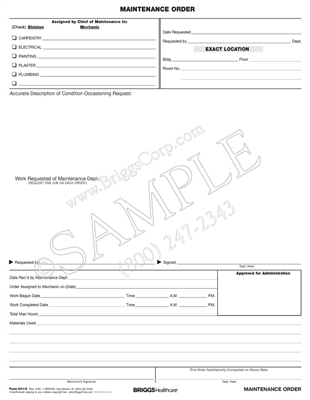 Briggs Healthcare White Paper Black Ink Maintenance Order