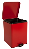 Brewer 35270 Steel Waste Cans Step On-Small Red , 5 Gallon, 11"d X 11.75"w X 17.25"h
