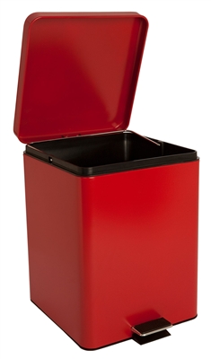 Brewer 35270 Steel Waste Cans Step On-Small Red , 5 Gallon, 11"d X 11.75"w X 17.25"h