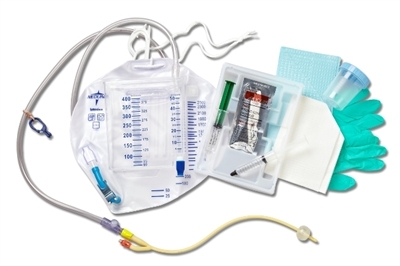 Medline Silicone-Elastomer Coated Latex Closed System Foley Catheter Tray, Bag Med1-DYND1516SEC