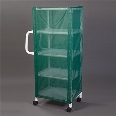 Health Care Logistics Multi-Purpose Cart, 4 Shelves with Green Mesh Cover