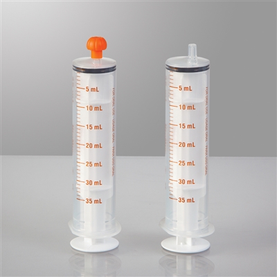 19420CA-01  NeoMed Oral Dispensers with Tip Caps, 35mL, Clear/Orange Markings