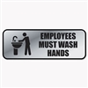 COSCO Brushed Metal Office Sign, Employees Must Wash Hands, 9 x 3, Silver