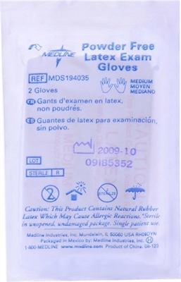 Medline MDS194035 Sterile Powder-Free Latex Exam Glove Pairs - Medium