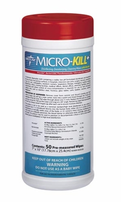 Medline MSC351230 Micro-Kill+ Disinfectant Wipes Germicidal 7X10", 50CT