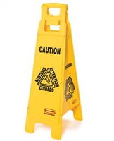 Rubbermaid 6114-77 YEL 4-Sided Wet Floor Signs "Caution"