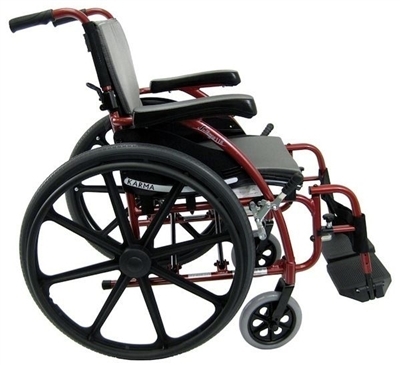 Karman S-Ergo 115 18" seat Ultra Lightweight Ergonomic Wheelchair with Swing Away Footrest and Mag Wheels in Red-1 each