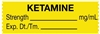 United Ad Label ULTJ03 Anesthesia Tape, Ketamine mg/mL, 1-1/2" x 1/2"