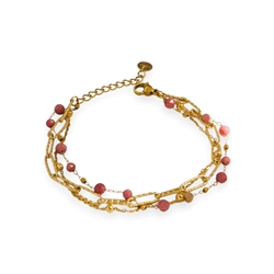 Triple Chain Natural Stone Bracelet