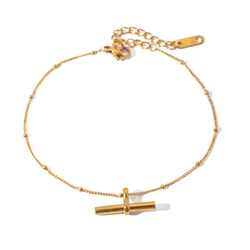 T-bar Fine Chain Bracelet in Gold