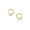 Gold Circle Earrings with Crystal