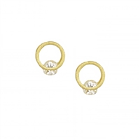 Gold Circle Earrings with Crystal