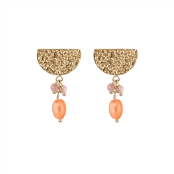 Hammered Semi-Circle Earrings in 14kt Gold Plate